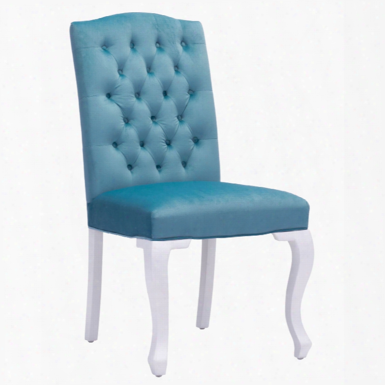 Zuo Modern Bourbon Dining Chair In Blue Velvet - Set Of 2