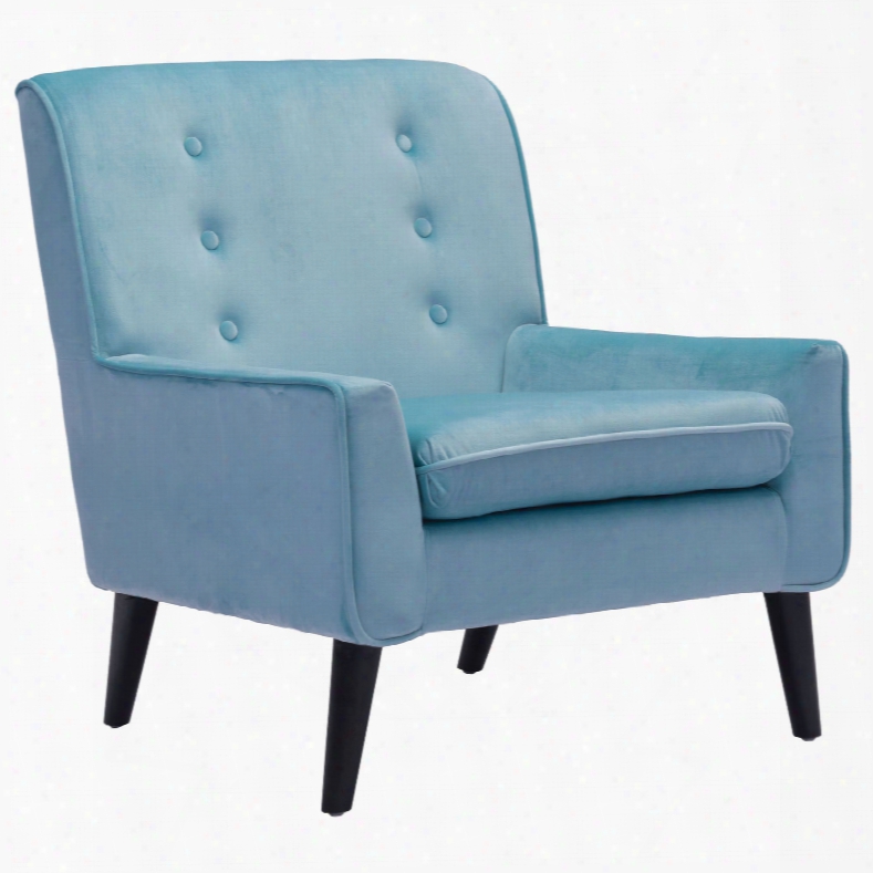 Zuo Modern Coney Arm Chair In Aqua Velvet