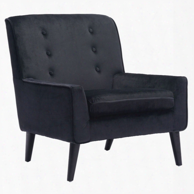 Zuo Modern Coney Arm Chair In Black Velvet