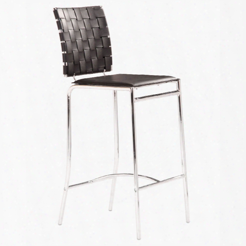 Zuo Modern Criss Cross Counter Stool In Black - Set Of 2