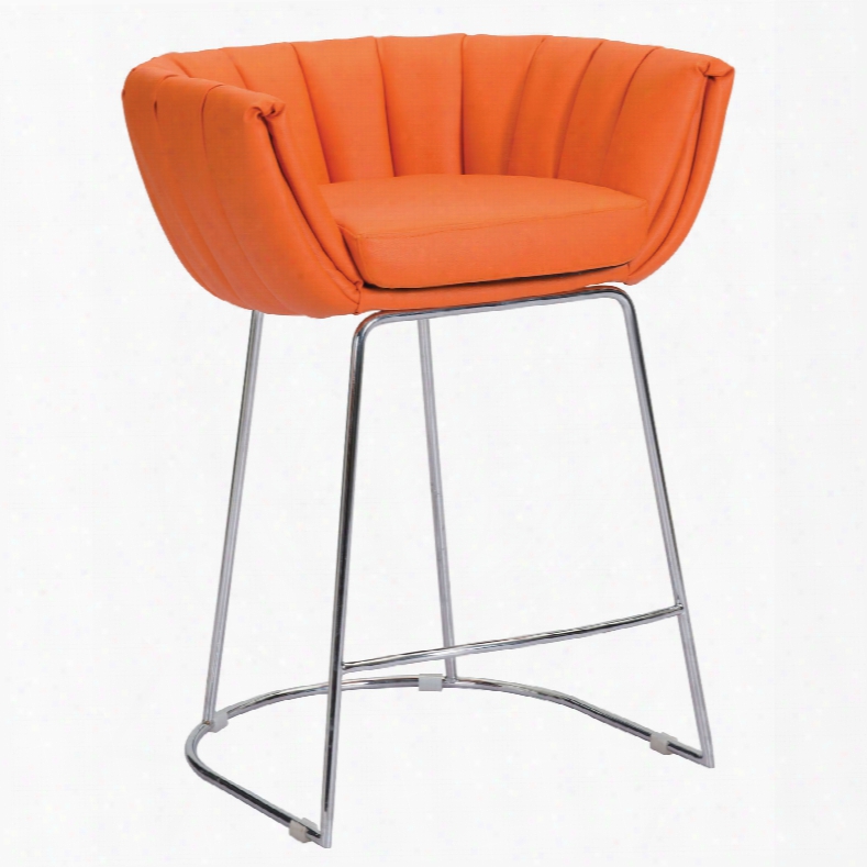 Zuo Modern Latte Counter Chair In Orange - Set Of 2