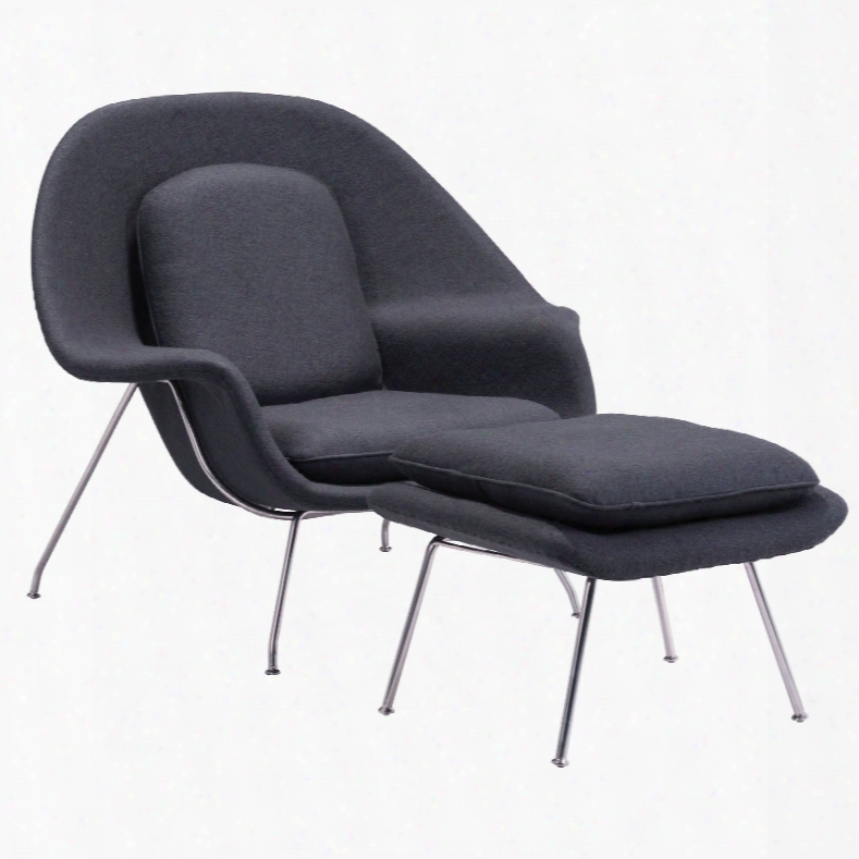 Zuo Modern Nurseru Chair And Ottoman In Gray
