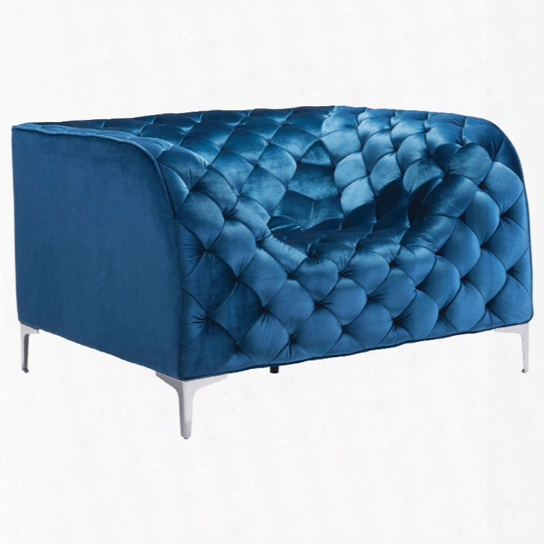 Zuo Modern Provideence Arm Chair In Blue Velvet