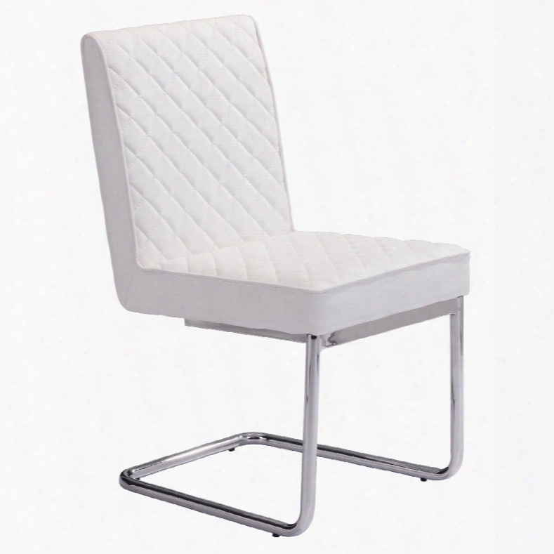 Zuo Modern Quilt Armless Dining Chair In White - Set Of 2