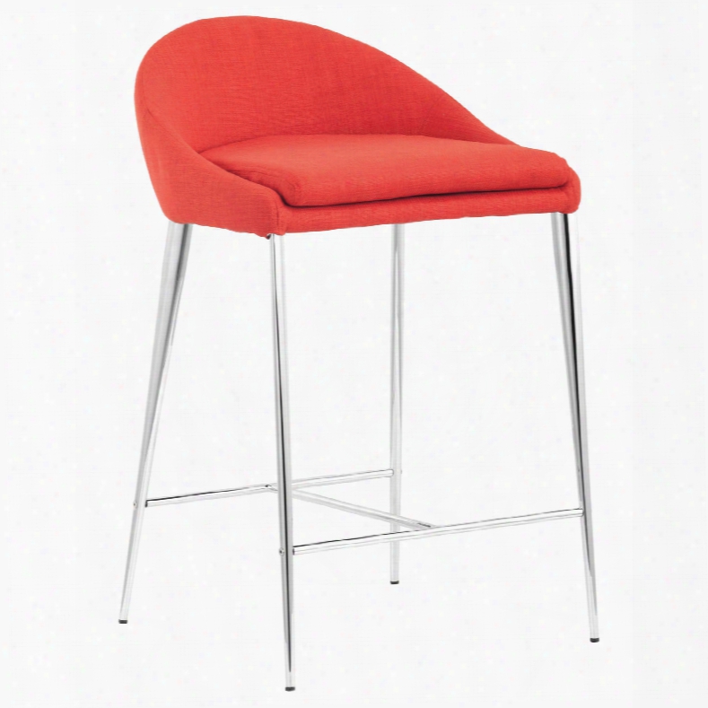 Zuo Modern Reykjavik Counter Chair In Tangerine - Set Of 2