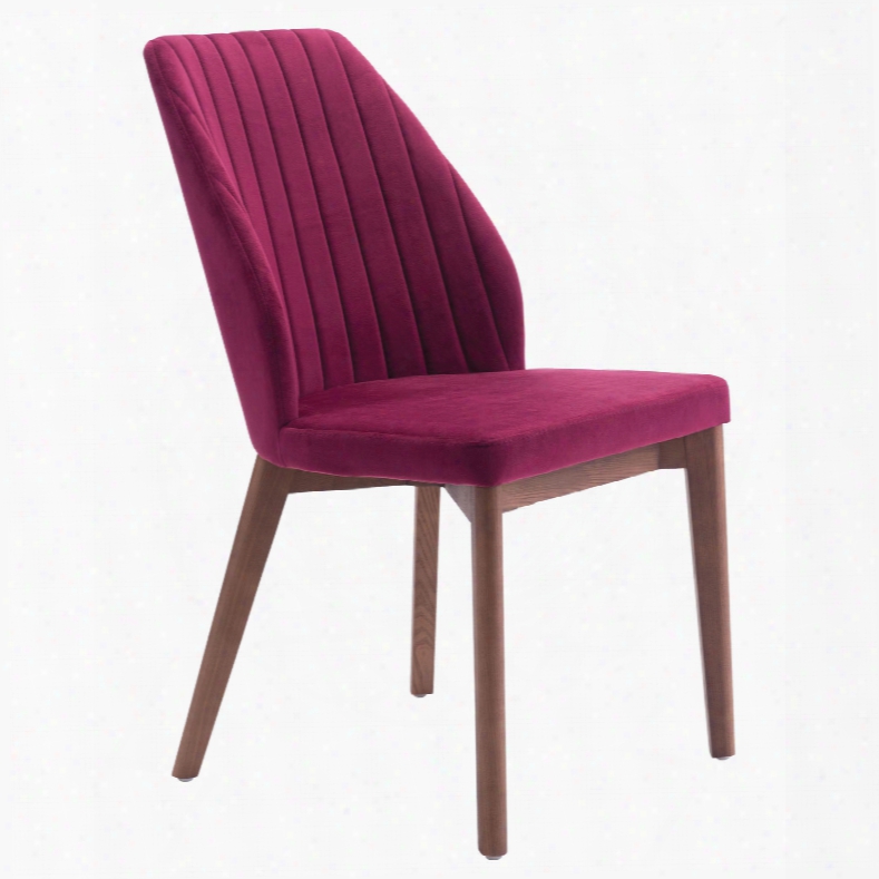 Zuo Modern Vaz Dining Chair In Red Velvet - Set Of 2