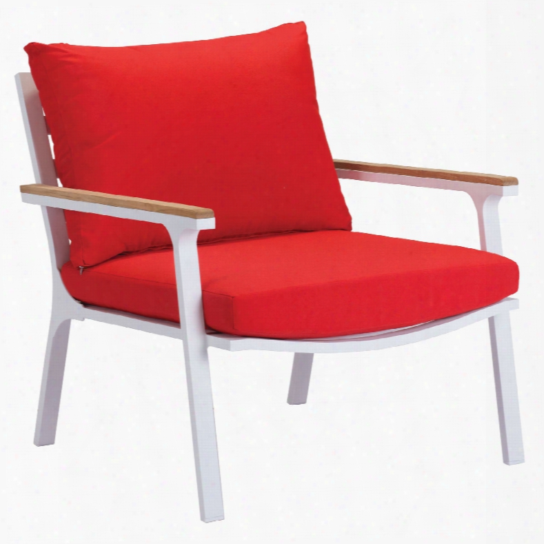Zuo Vive Maya Beach Arm Chair In Red, Natural And White - Set Of 2