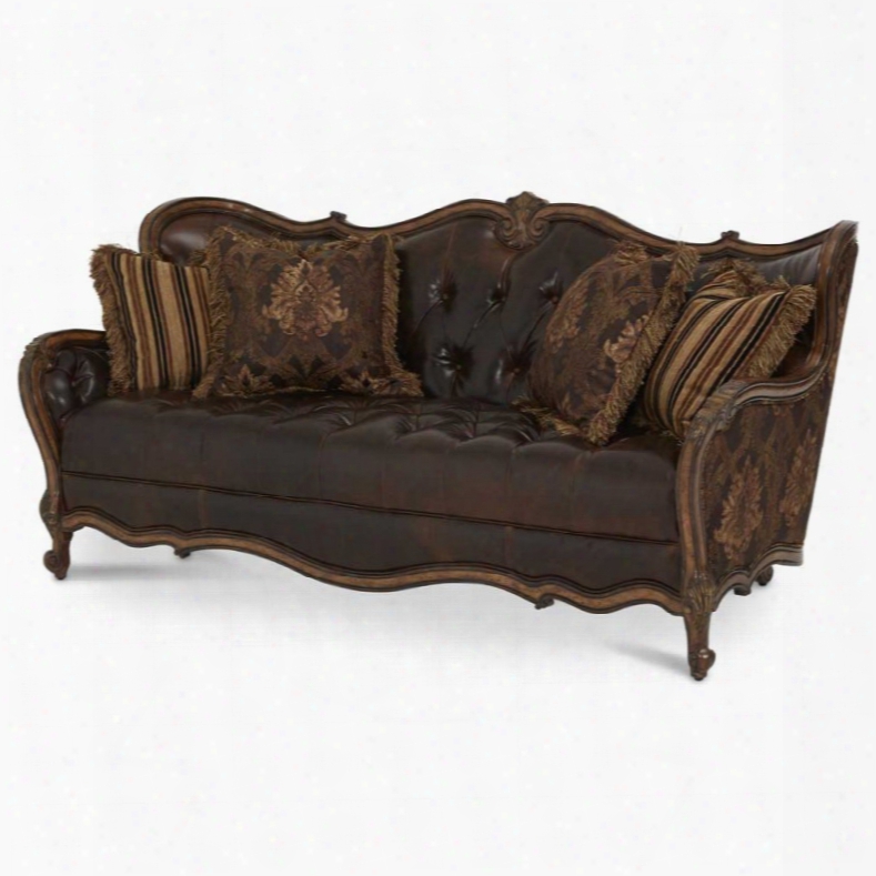 Aico Lavelle Melange Wood Trim Tufted Sofa By Michael Amini