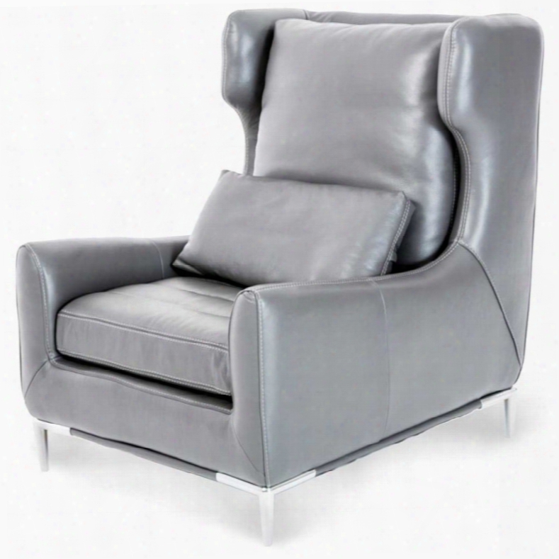 Aico Mia Bella Lazzio Leather Wing Chair In Graphite By Michael Amini