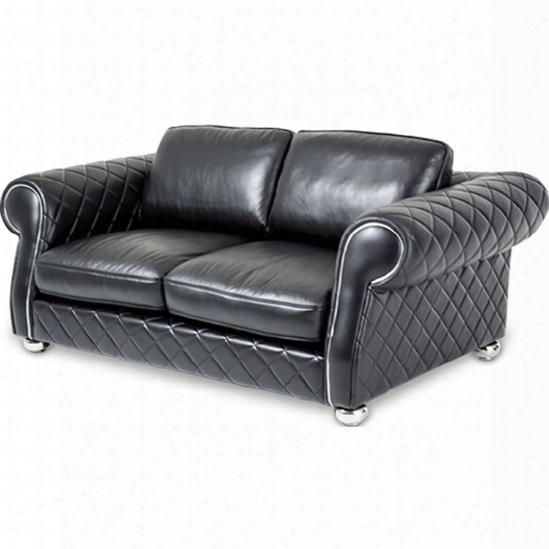 Aico Mia Bella Lugano Leather Quilted Loveseat By Michael Amini