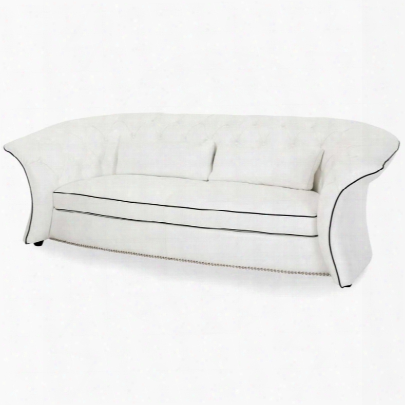 Aico Mia Bella Molisa Leather Flare Arm Sofa In White By Michael Amini