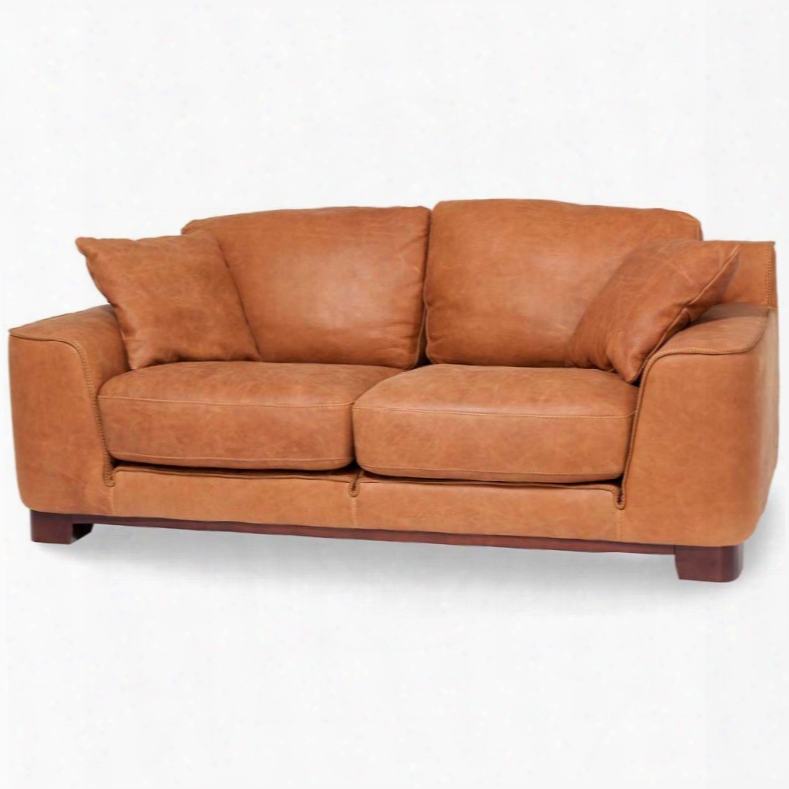 Aico Mia Bella Nafelli Leather Loveseat In Clay By Michael Amini