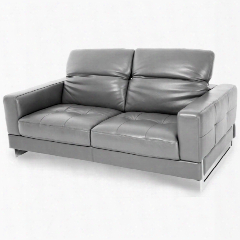 Aico Mia Bella Novelo Leather Loveseat In Dark Grey By Michael Amini