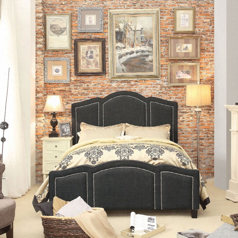 Alton Belita Linen Upholstered Queen Bed In Charcoal