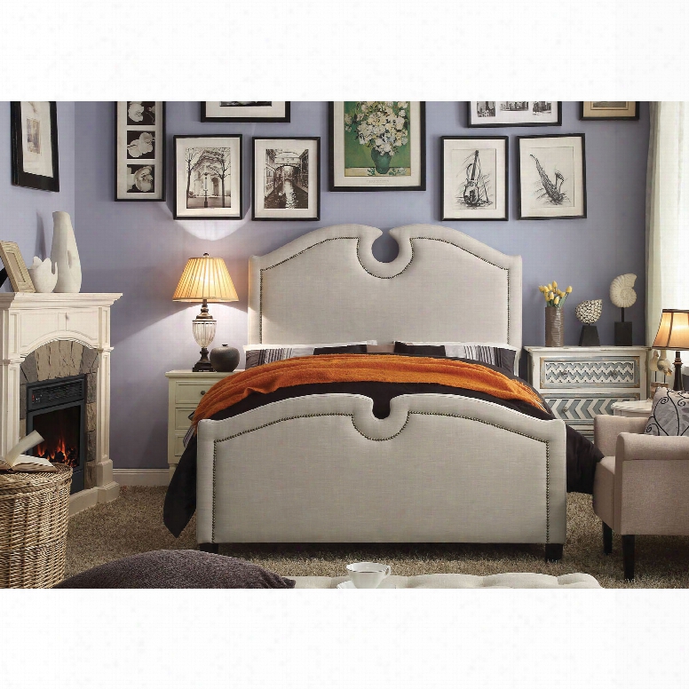 Alton Eilo Linen Upholstered Queen Bed In Beige