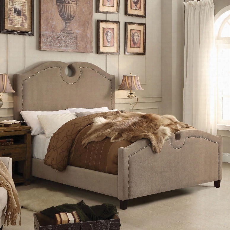 Alton Eilo Linen Upholstered Queen Bed In Mocha