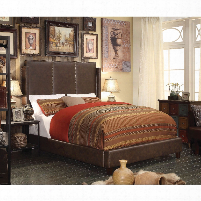 Alton Fresco Leather Upholstered Queen Platform Bed In Espresso