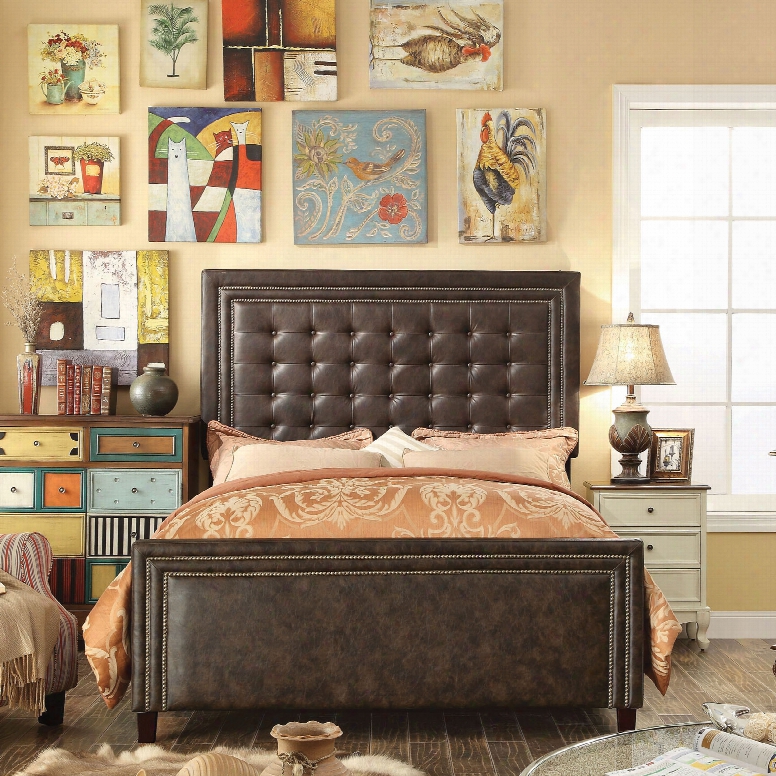 Alton Hidalgo 2-tone Espresso Tufted Upholstered Queen Bed