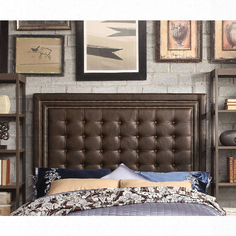 Alton Hidalgo Hand Tufted Leather Upholstered Queen Headboard In Espresso