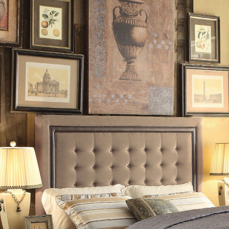 Alton Hidalgo Hand Tufted Linen Upholstered Queen Headboard In Mocha