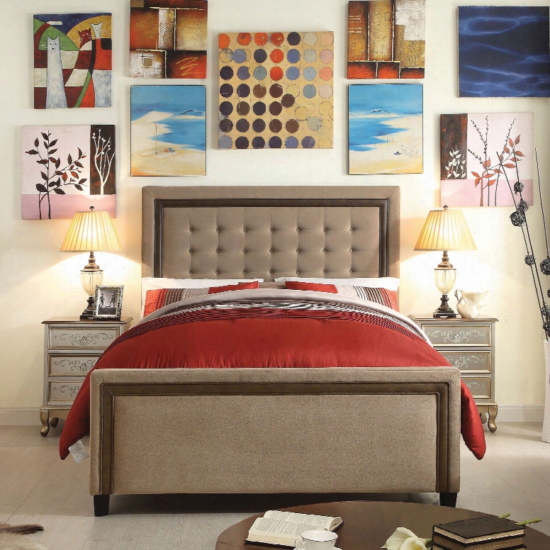 Alton Hidalgo Mocha Tufted Upholstered Queen Bed