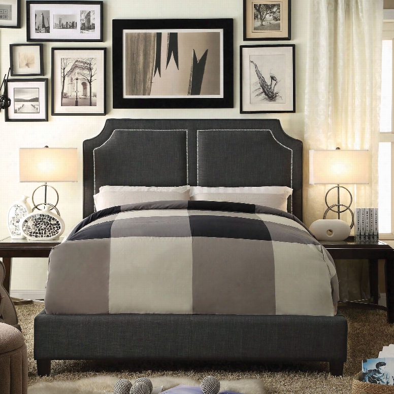 Alton Sanibel Gunmetal Gray Upholstered Queen Platform Bed