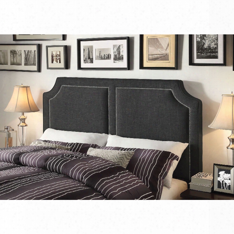 Alton Sanibel Leather Upholstered Queen Headboard In Gunmetal