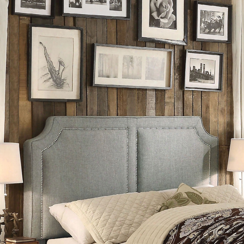 Alton Sanibel Linen Upholstered Queen Headboard In Gray