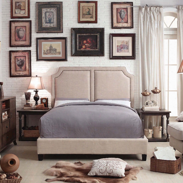 Alton Sanibel Linen Upholstered Queen Platform Bed In Beige