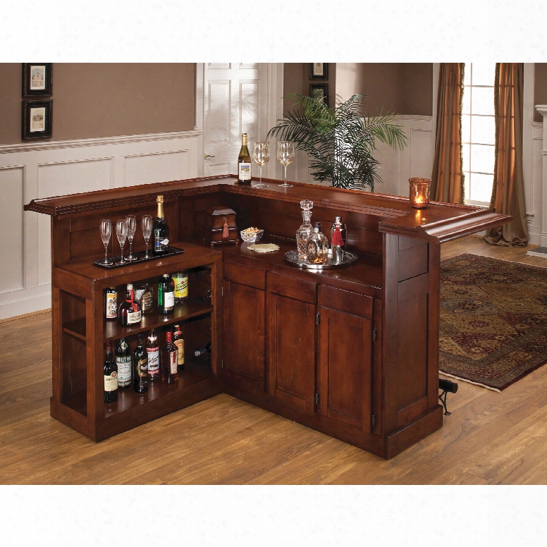 Hillsdale Furniture Classic Large Bar With Side Bar In Cherry