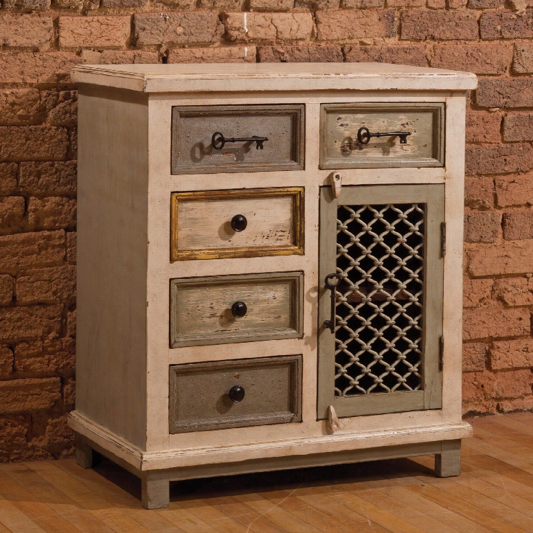 Hillsdale Furniture Larose 5 Drawer Door Cabinet With Chicken Wire