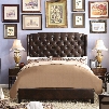 Alton Feliciti Hand Tufted Wing Back Leather Upholstered Queen Platform Bed in Espresso