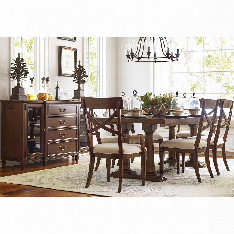 Rachael Ray Home Upstate 7 Piece Trestle Dining Table Set With X-back Chairs By Legacy Classic Furniture