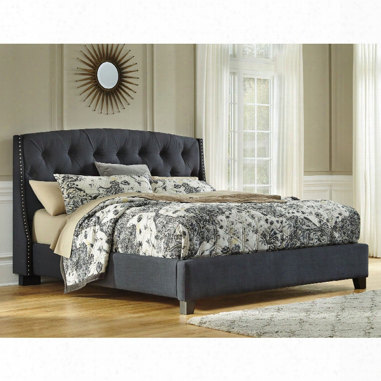 Signature Design By Ashley Kasidon California King Size Tufted Upholstered Bed In Dark Gray