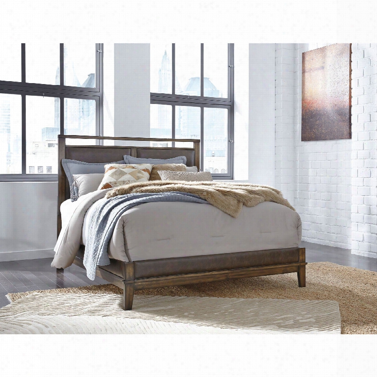 Signature Design By Ashley Zilmar California King Size Panel Bed With Upholstered Headboard