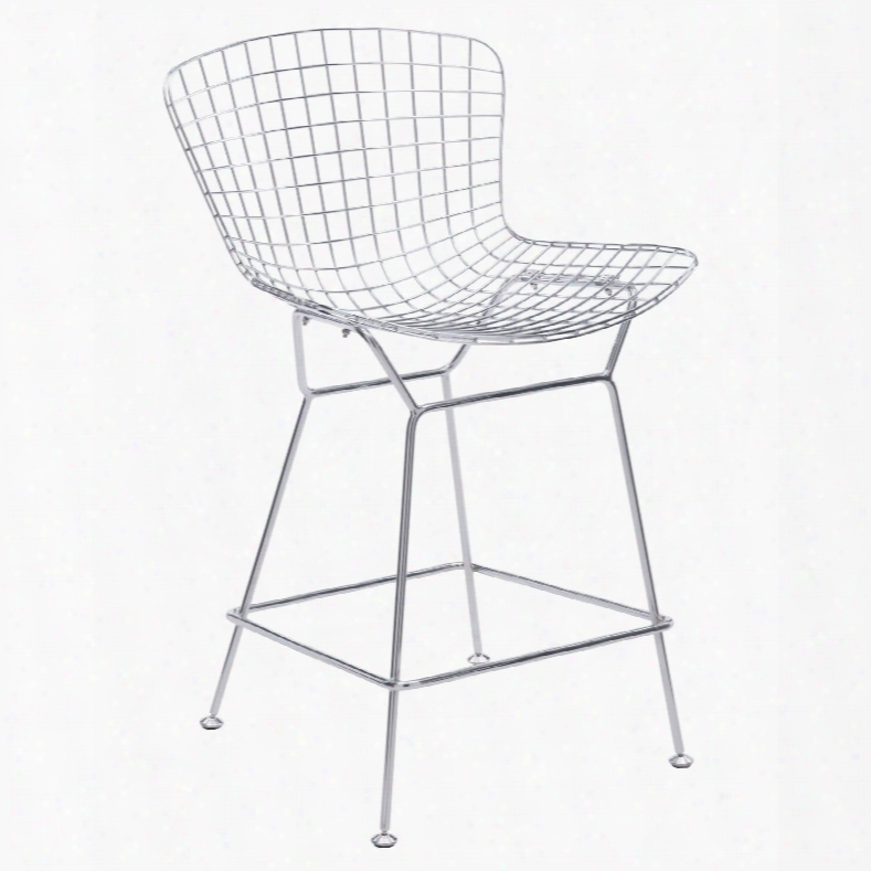 Zuo Modern Wire Counter Chair In Chrome Set Of 2