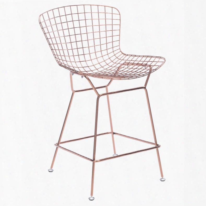 Zuo Modern Wire Counter Chair In Rose Gold Set Of 2