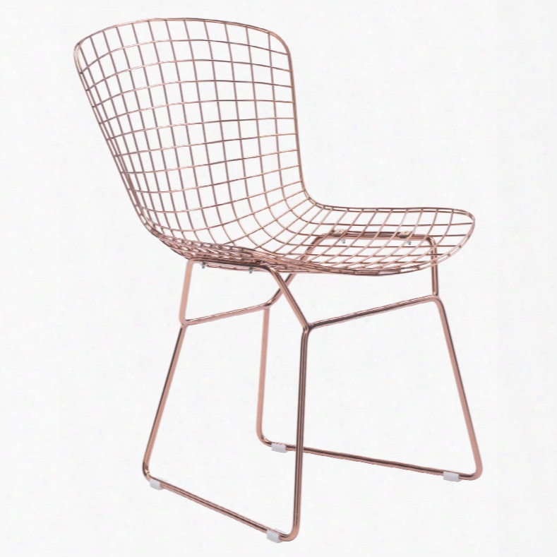 Zuo Modern Wire Dining Chair In Rose Gold Set Of 2