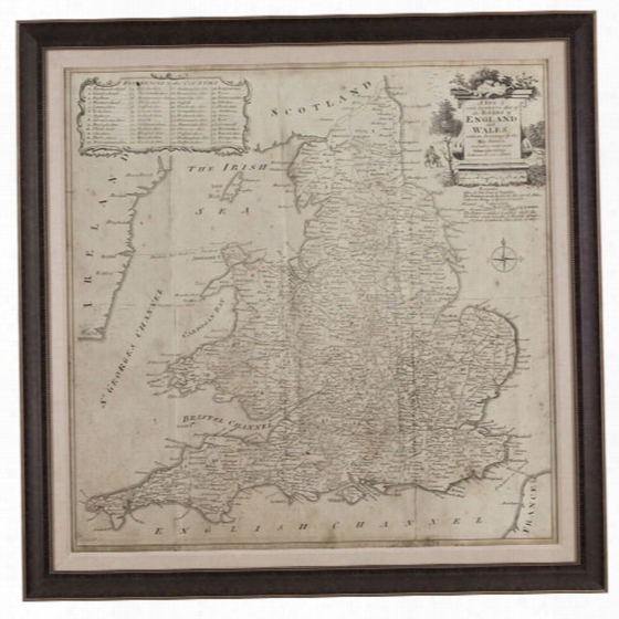 Bassett Mirror Road Map Of England And Wales Framed Art
