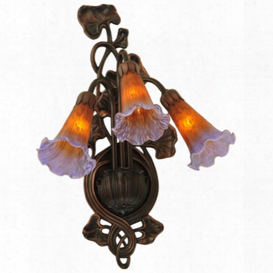 Meyda Tiffany Amber/purple Pond Lily 3-light Wall Sconce