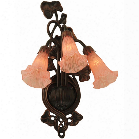 Meyda Tiffany Pink Pond Lily 3-light Wall Sconce