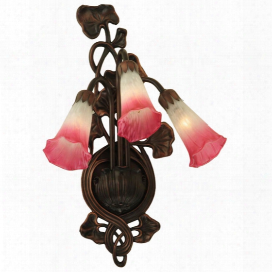 Meyda Tiffany Pink/white Pond Lily 3-light Wall Sconce