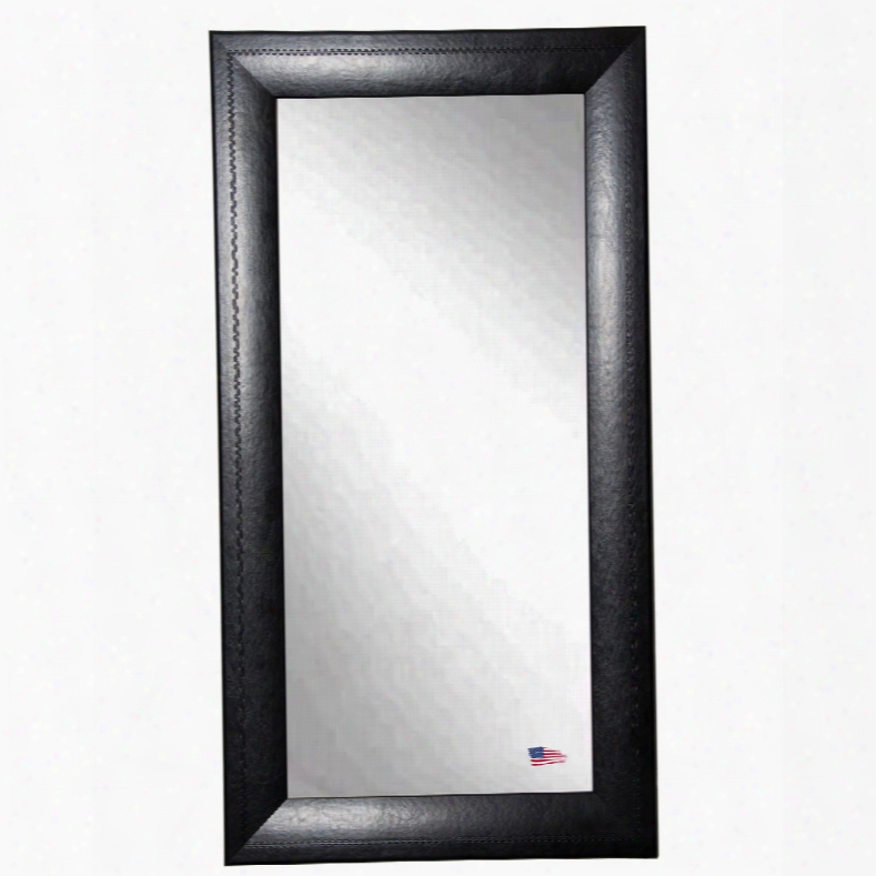 Rayne Mirrors Jovie Jane Stitched Black Leather Floor Mirror