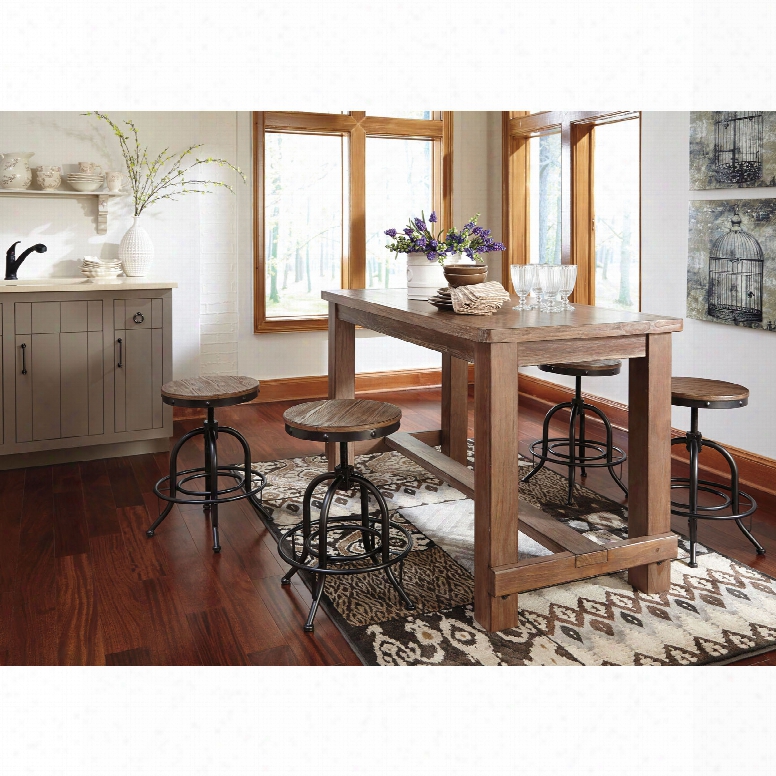 Signature Design By Ashley Pastoral Charm Pinnadel 5 Piece Counter Height D Ining Set With Swivel Stools