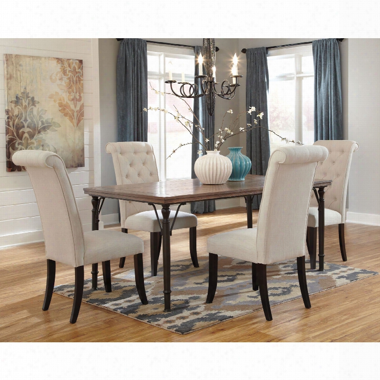 Signature Design By Ashley Pastoral Charm Tripton 5-piece Dining Set In Linen