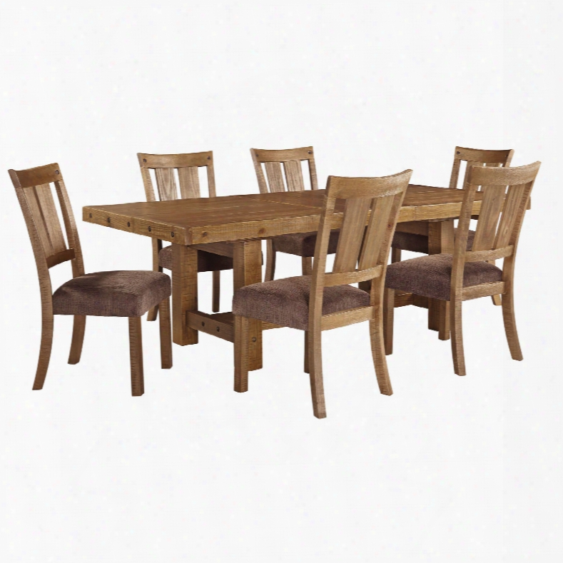 Signature Design By Ashley Timber And Tanning Tamilo 7 Piece Upholstered Chair Dining Set