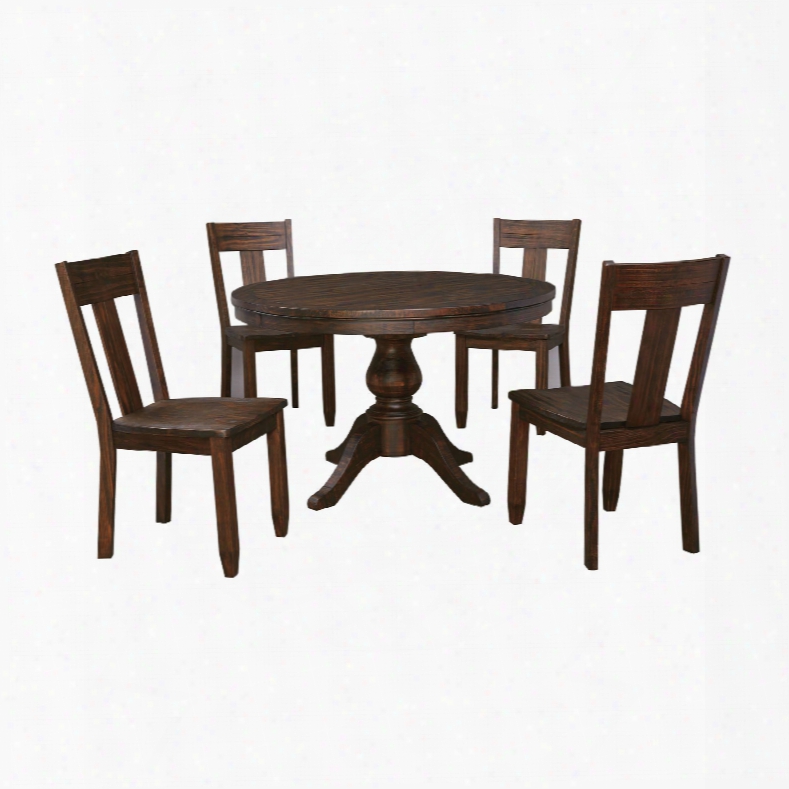 Signature Design By Ashley Timber And Tanning Trudell 5 Piece Round Table Dining Room Set