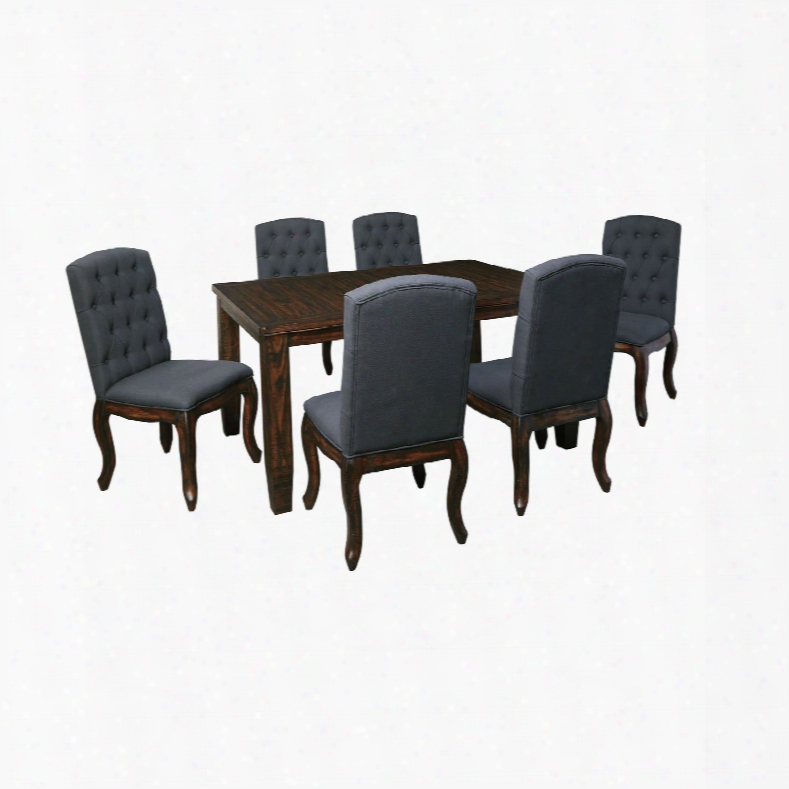 Signature Design By Ashley Timber And Tanning Trudell 7 Piece Upholstered Chair Dining Room Set