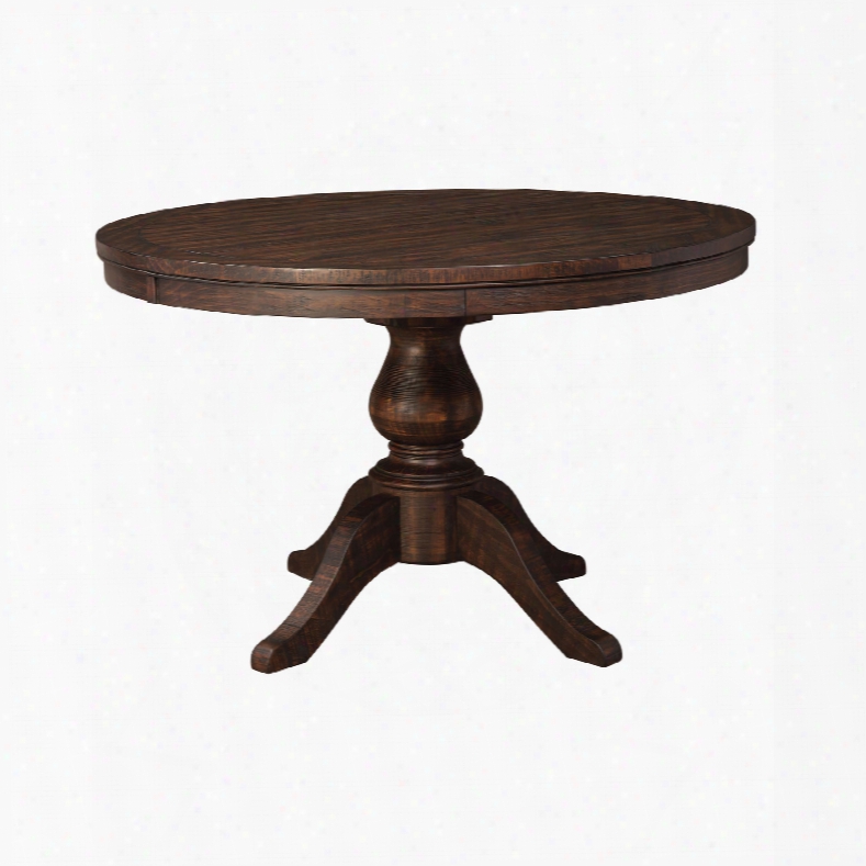 Signature Design By Ashley Timber And Tanning Trudell Round Dining Room Extension Pedestal Table