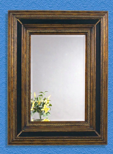 Bsssett Mirror Company Gold-black Rectangle Wall Mirror